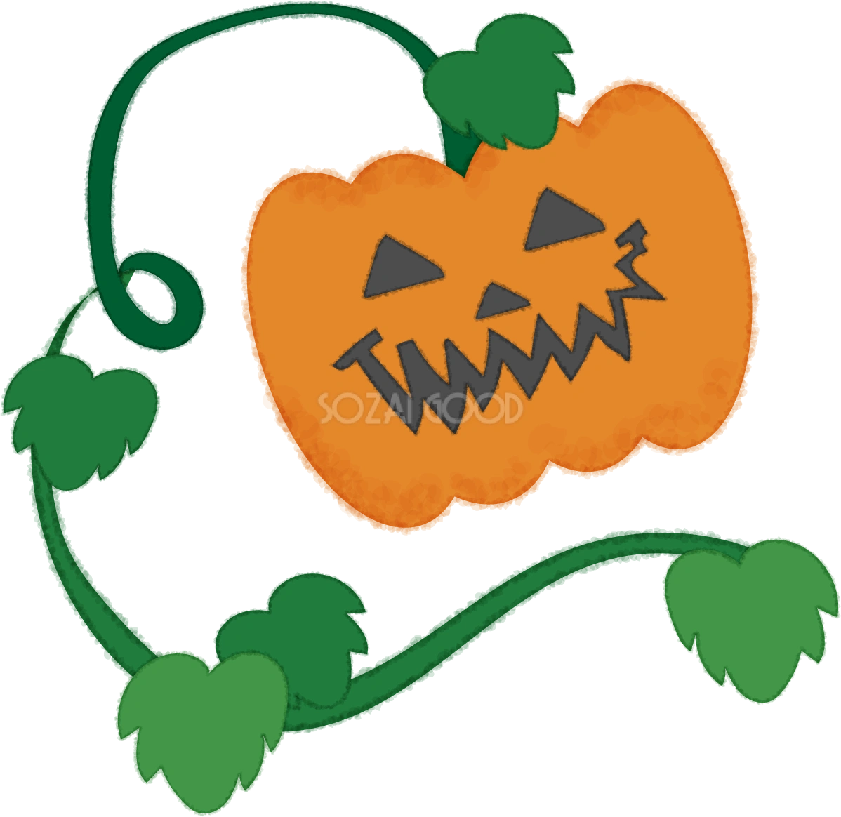 ハロウィン かぼちゃの顔(つる)無料イラスト53694