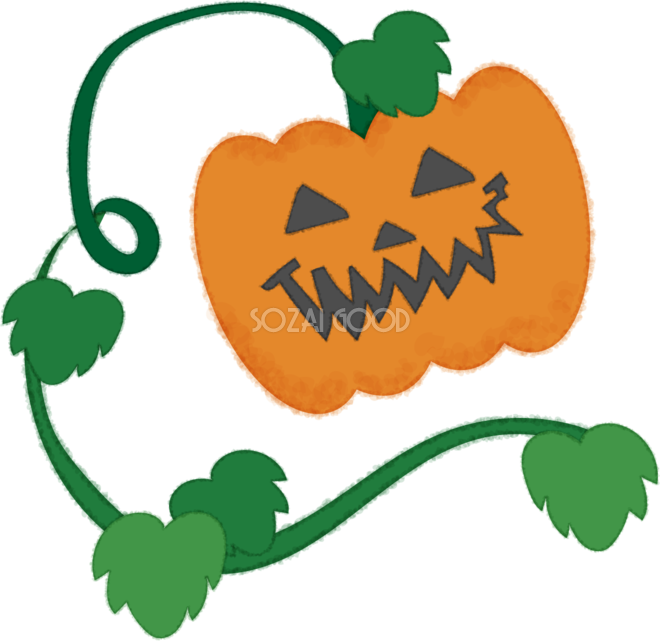 ハロウィン かぼちゃの顔 つる 無料イラスト 素材good