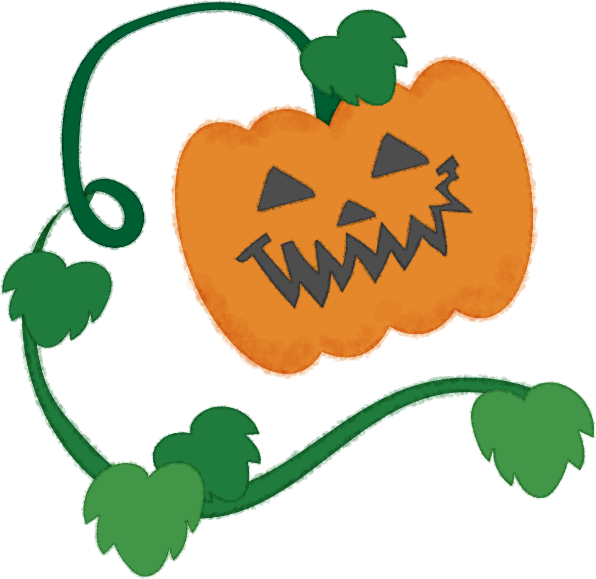ハロウィン かぼちゃの顔(つる)無料イラスト53694に写真・文字を入れる