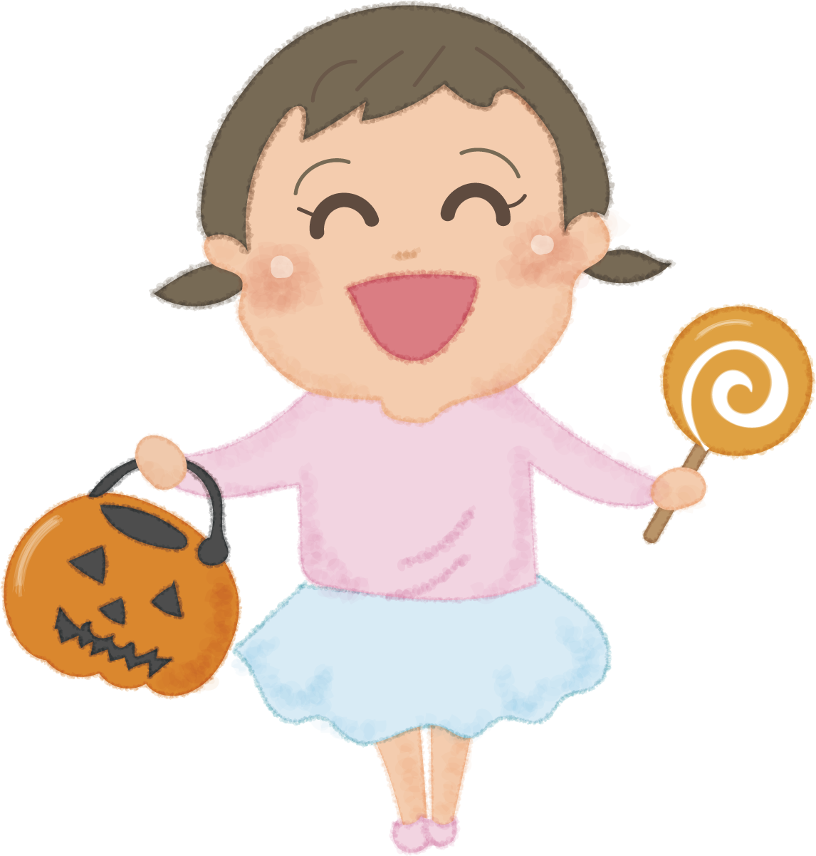 ハロウィン女の子(お菓子を持つ)無料イラスト53714に写真・文字を入れる
