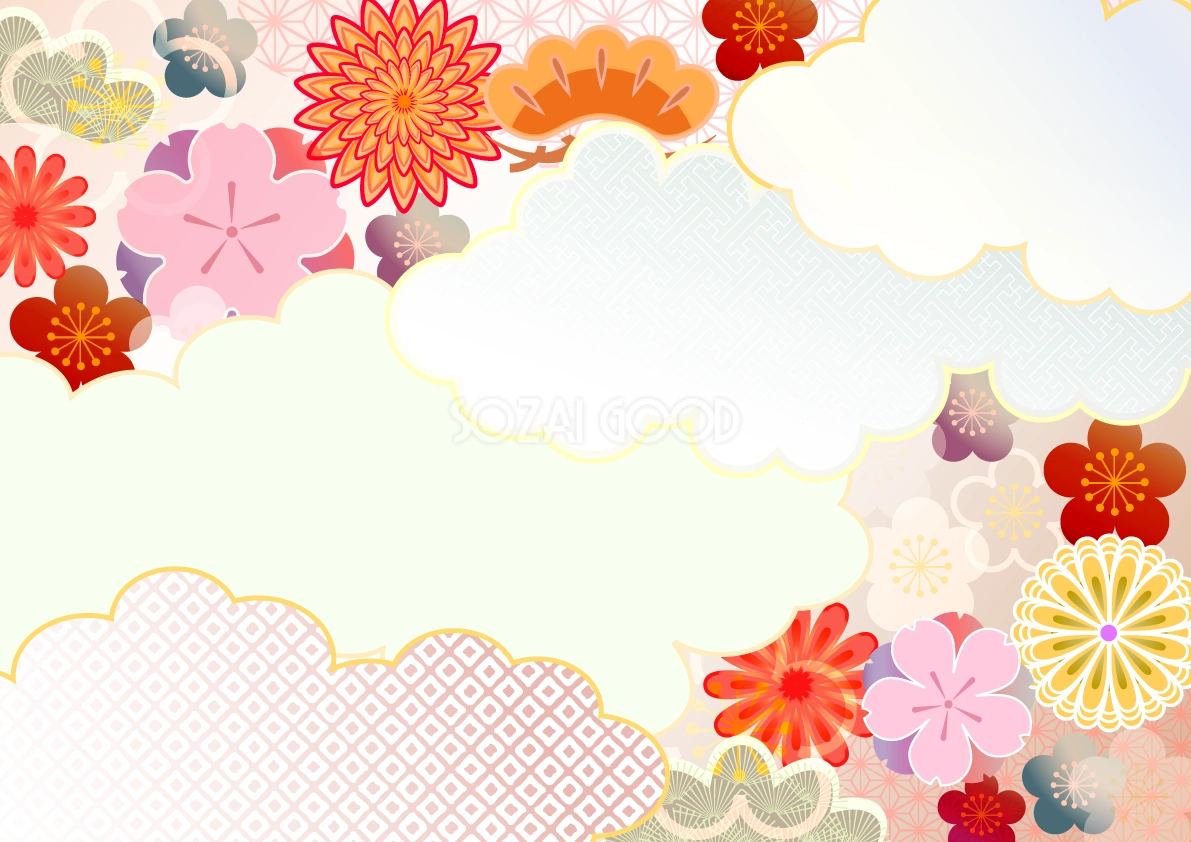 和風(吉祥花模様)の背景無料イラスト画像54073