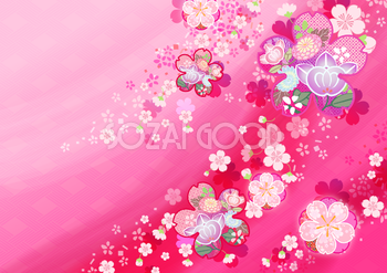 和風(桜)の背景無料イラスト画像54085
