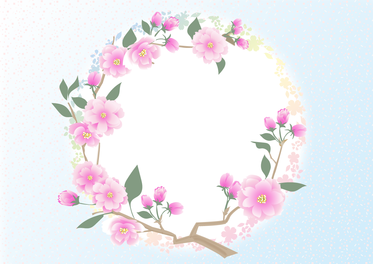 和風(桜花丸紋)のフレーム枠無料イラスト画像54089に写真・文字を入れる