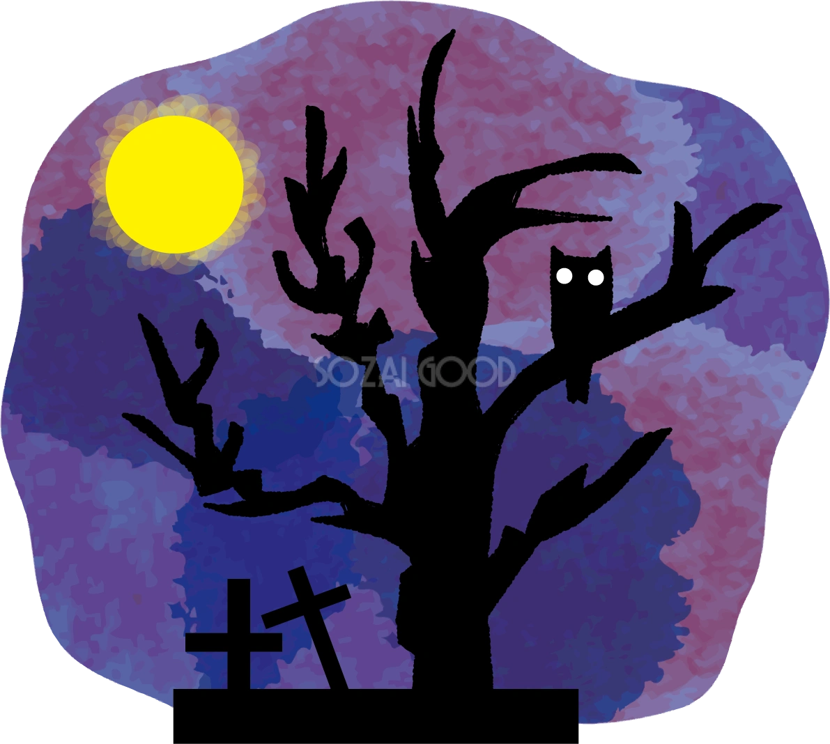 おしゃれなハロウィン(枯れ木)無料イラスト54279