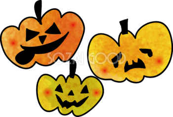 かぼちゃハロウィン（かわいい）無料イラスト54316