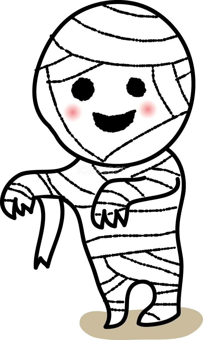 かわいいハロウィンおばけ(ミイラおばけ)無料イラスト54345