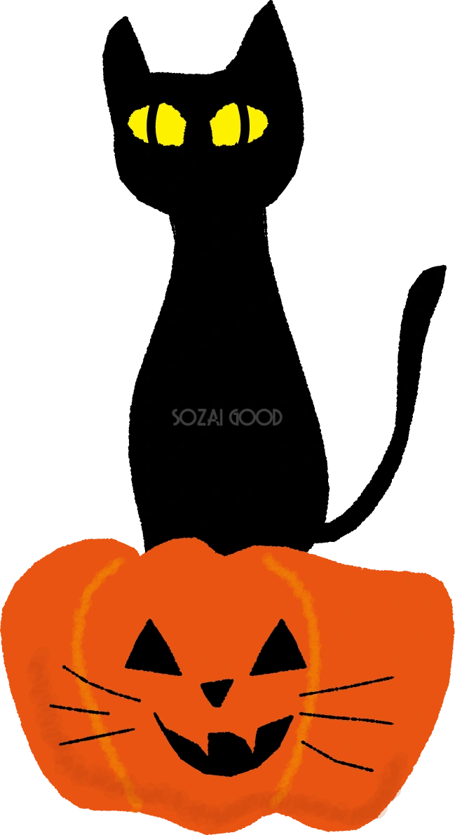 かわいいハロウィン(黒猫)無料イラスト54349