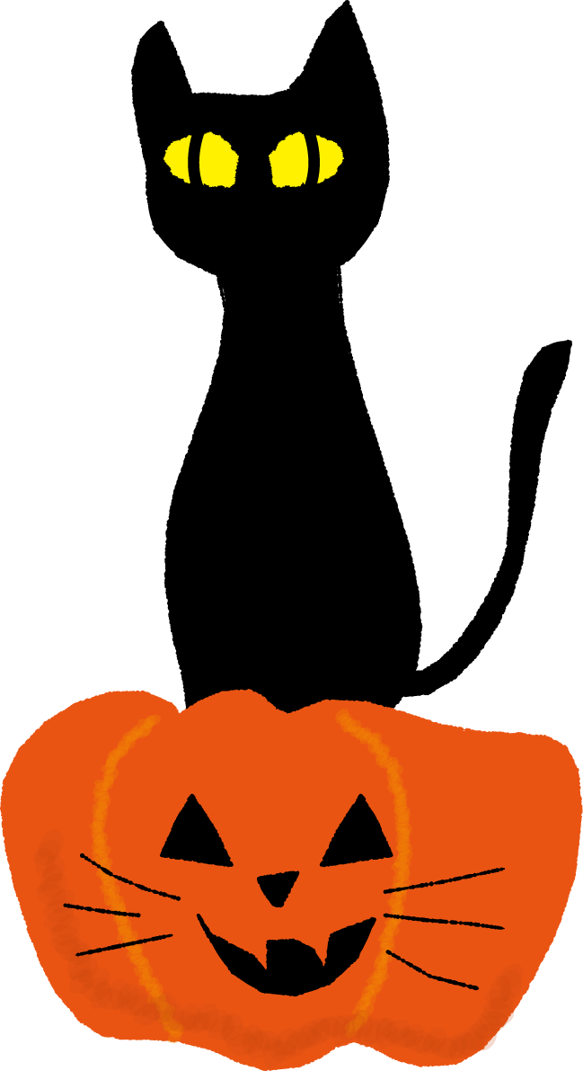 かわいいハロウィン（黒猫）無料イラスト54349に写真・文字を入れる