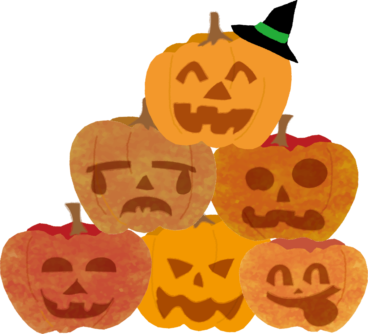 ハロウィンかぼちゃの顔（いろんな顔）無料イラスト54381に写真・文字を入れる