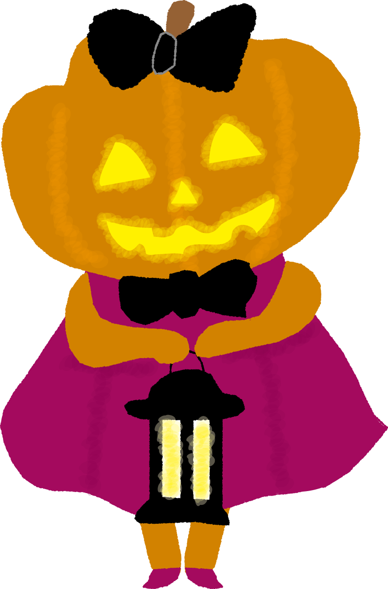 ハロウィンかぼちゃの顔（女の子風）無料イラスト54393に写真・文字を入れる