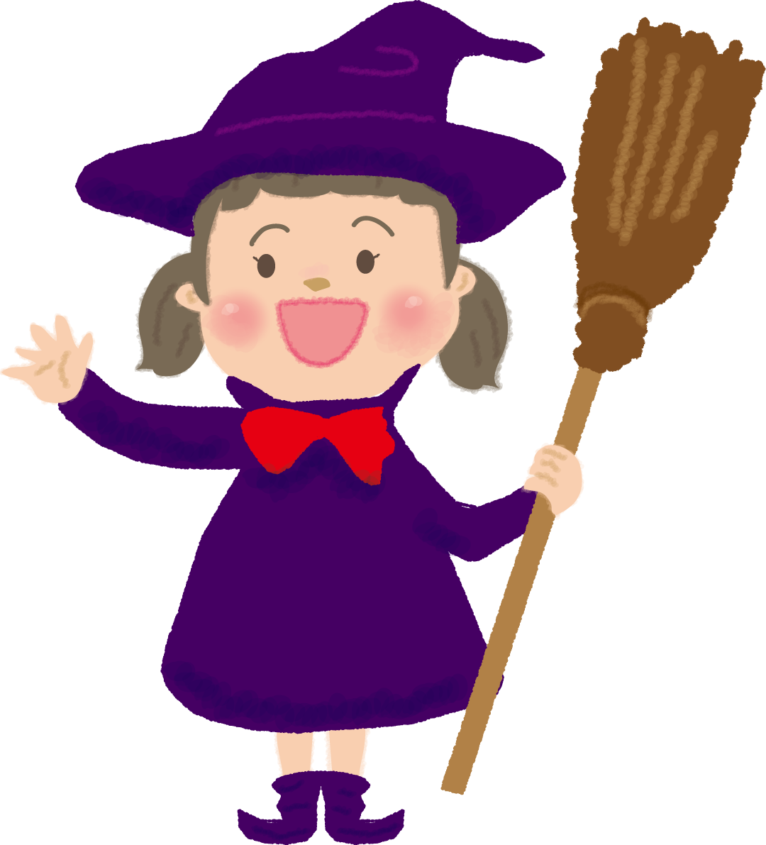 ハロウィンのかわいい魔女少女（ポーズ）無料イラスト54418に写真・文字を入れる