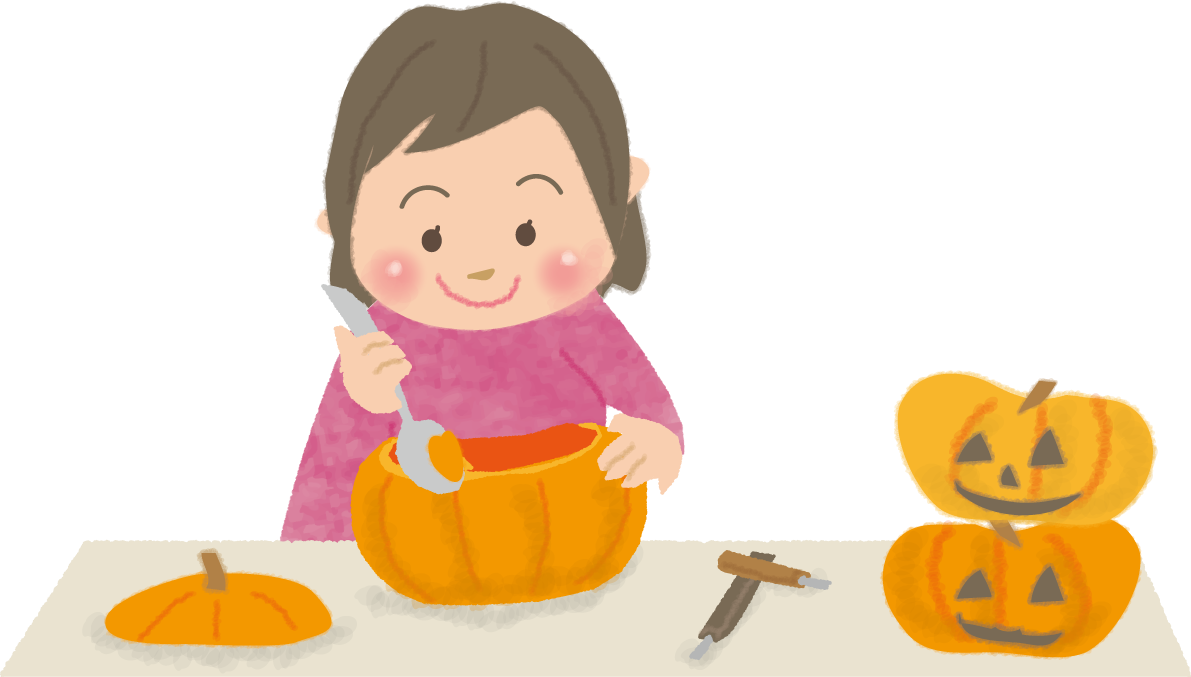 ハロウィン女の子（ランタンを作る）無料イラスト54430に写真・文字を入れる