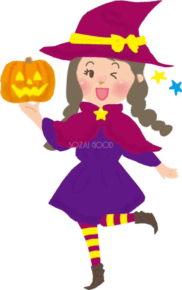 魔女のハロウィン（かわいい）無料イラスト54444