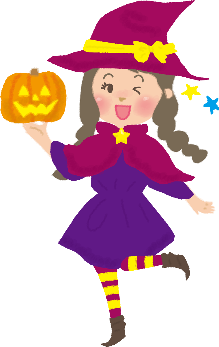 魔女のハロウィン（かわいい）無料イラスト54444に写真・文字を入れる