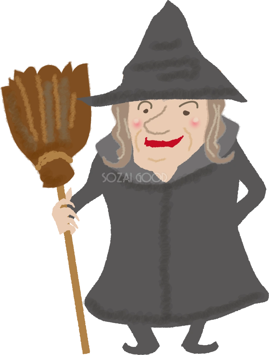 魔女のハロウィン(ホウキを持つ)無料イラスト54452