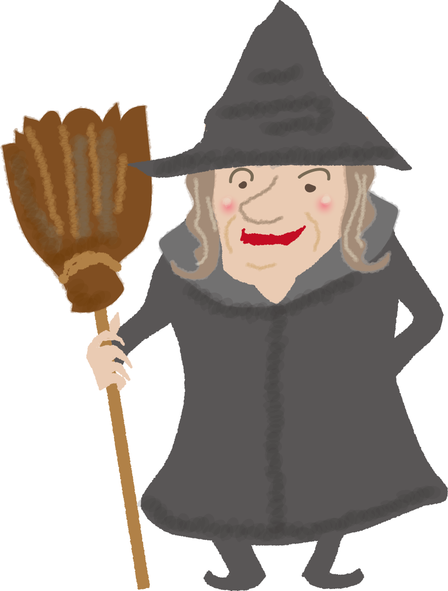 魔女のハロウィン（ホウキを持つ）無料イラスト54452に写真・文字を入れる