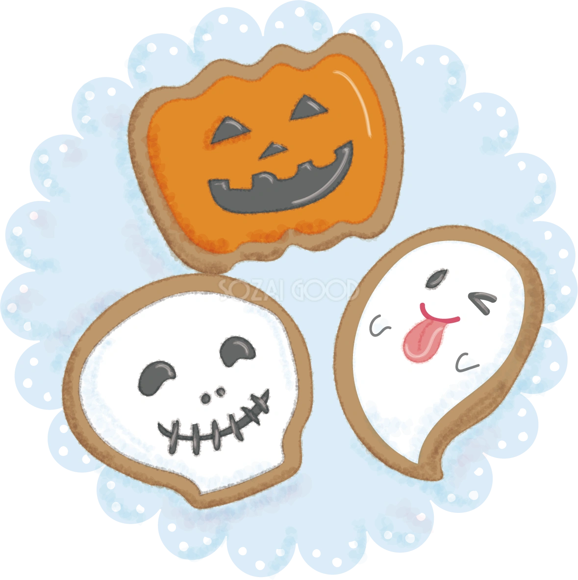 かわいいハロウィンお菓子(アイシングクッキー)無料イラスト54474