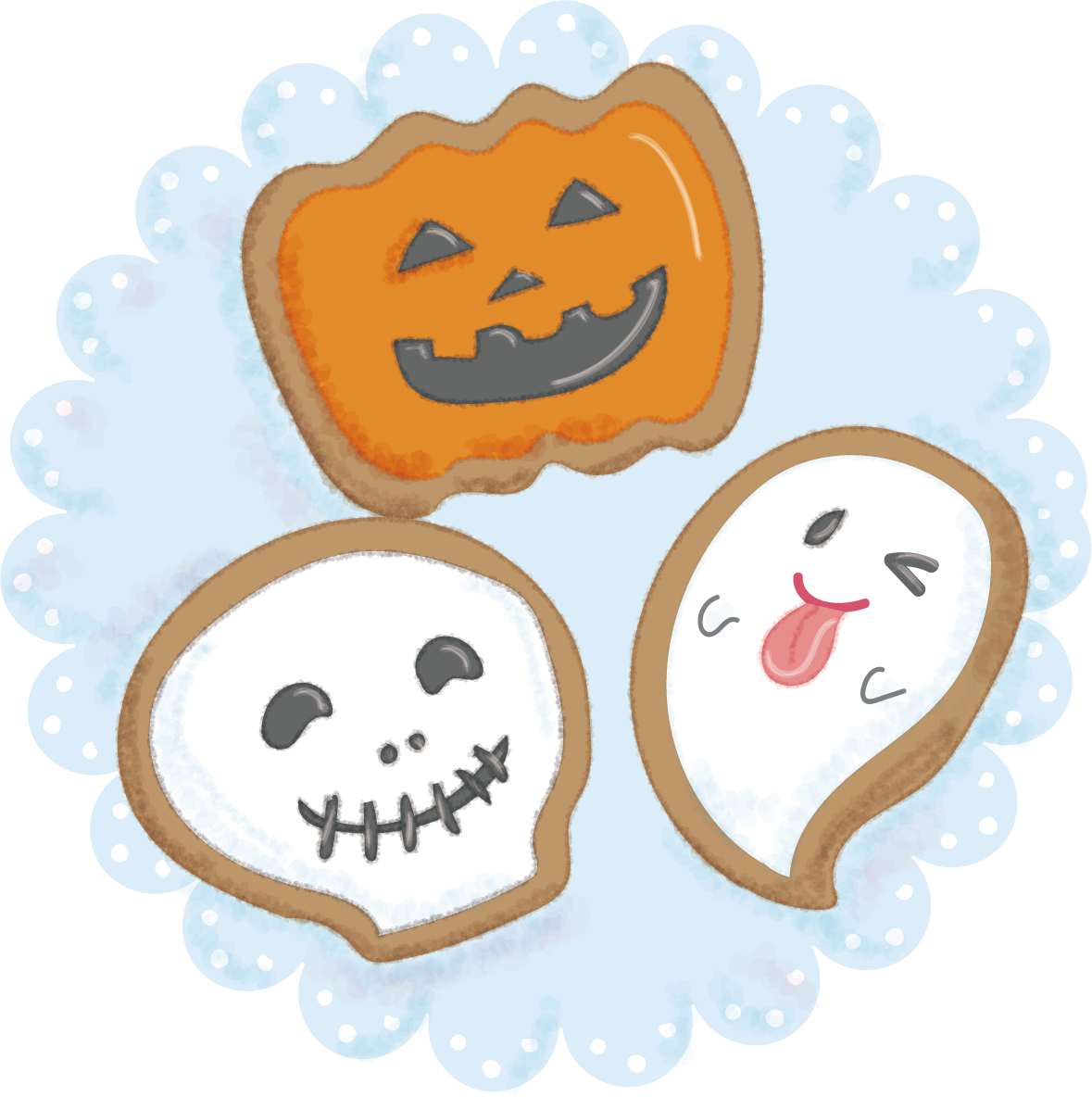 かわいいハロウィンお菓子(アイシングクッキー)無料イラスト54474に写真・文字を入れる