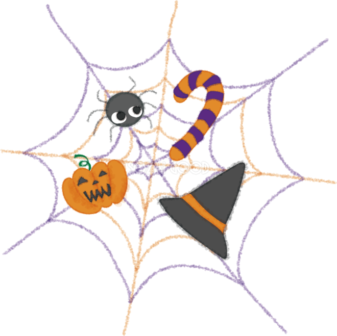 かわいい蜘蛛のハロウィン クモの巣 無料イラスト 素材good