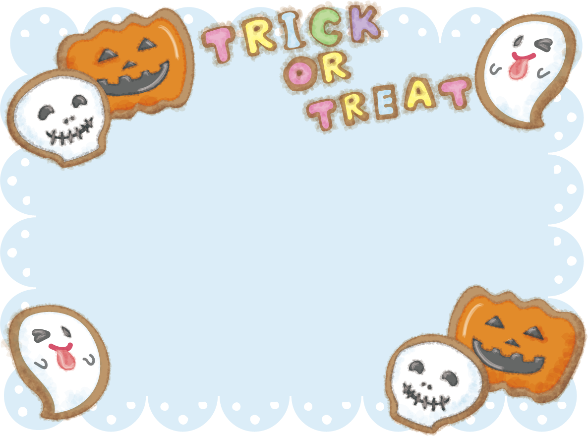 ハロウィンのフレーム枠 無料イラスト(アイシングクッキー)54530に写真・文字を入れる