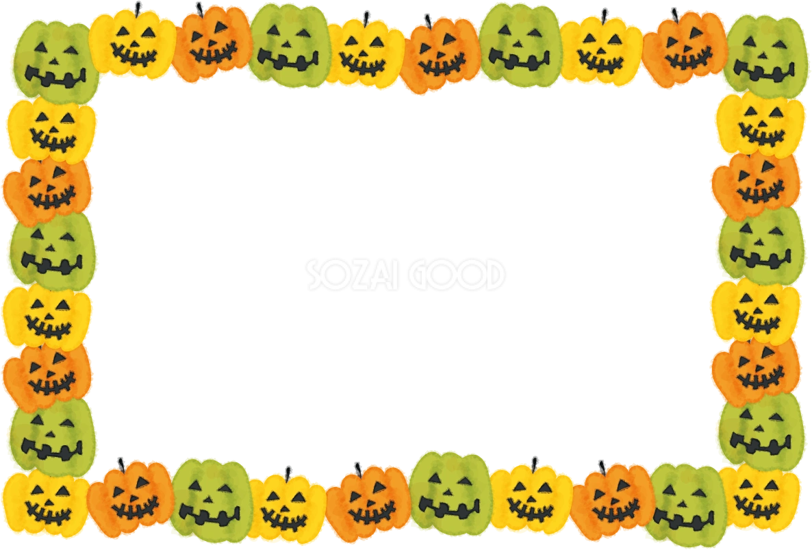 ハロウィンのフレーム枠 無料イラスト(カラフルかぼちゃ)54546