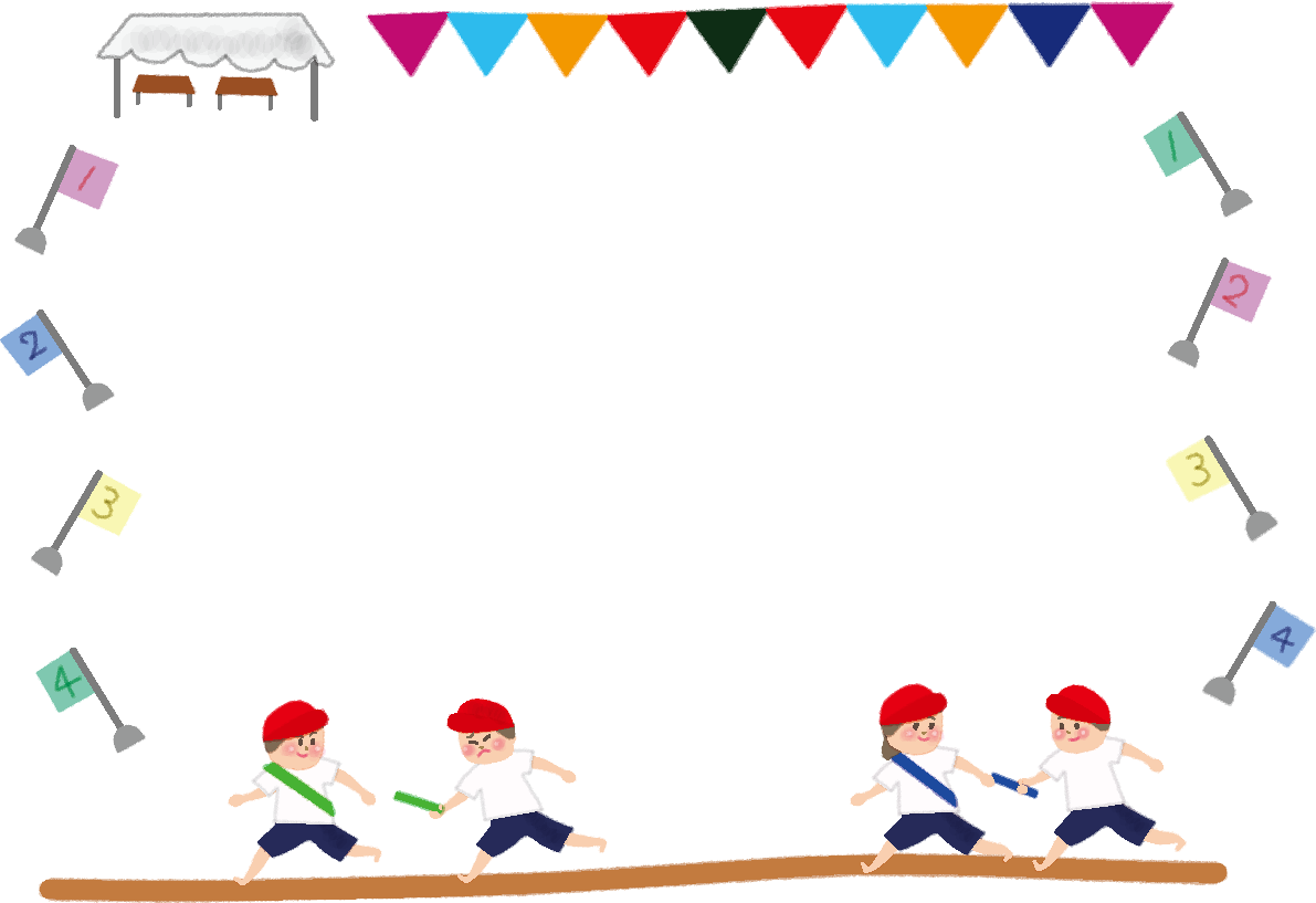 リレーの運動会(幼稚園 小学校 中学校)フレーム枠無料イラスト55187に写真・文字を入れる