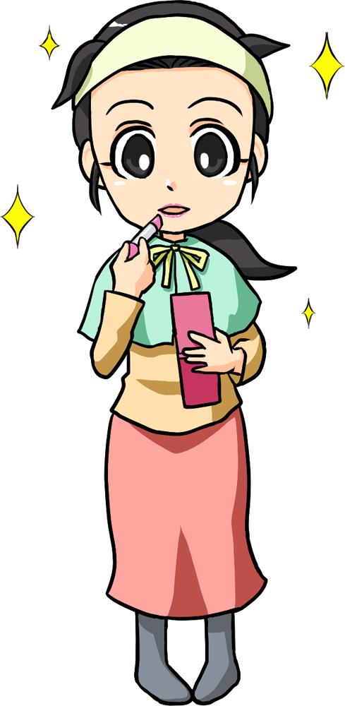化粧をする女性 無料イラストに写真・文字を入れる