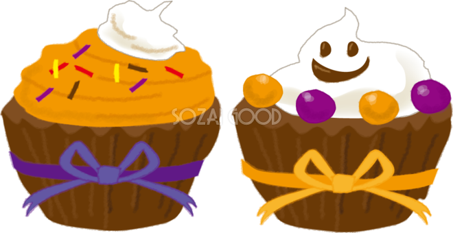 かわいいハロウィンお菓子 カップケーキ 無料イラスト55269 素材good