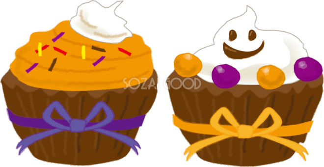 かわいいハロウィンお菓子 カップケーキ 無料イラスト 素材good