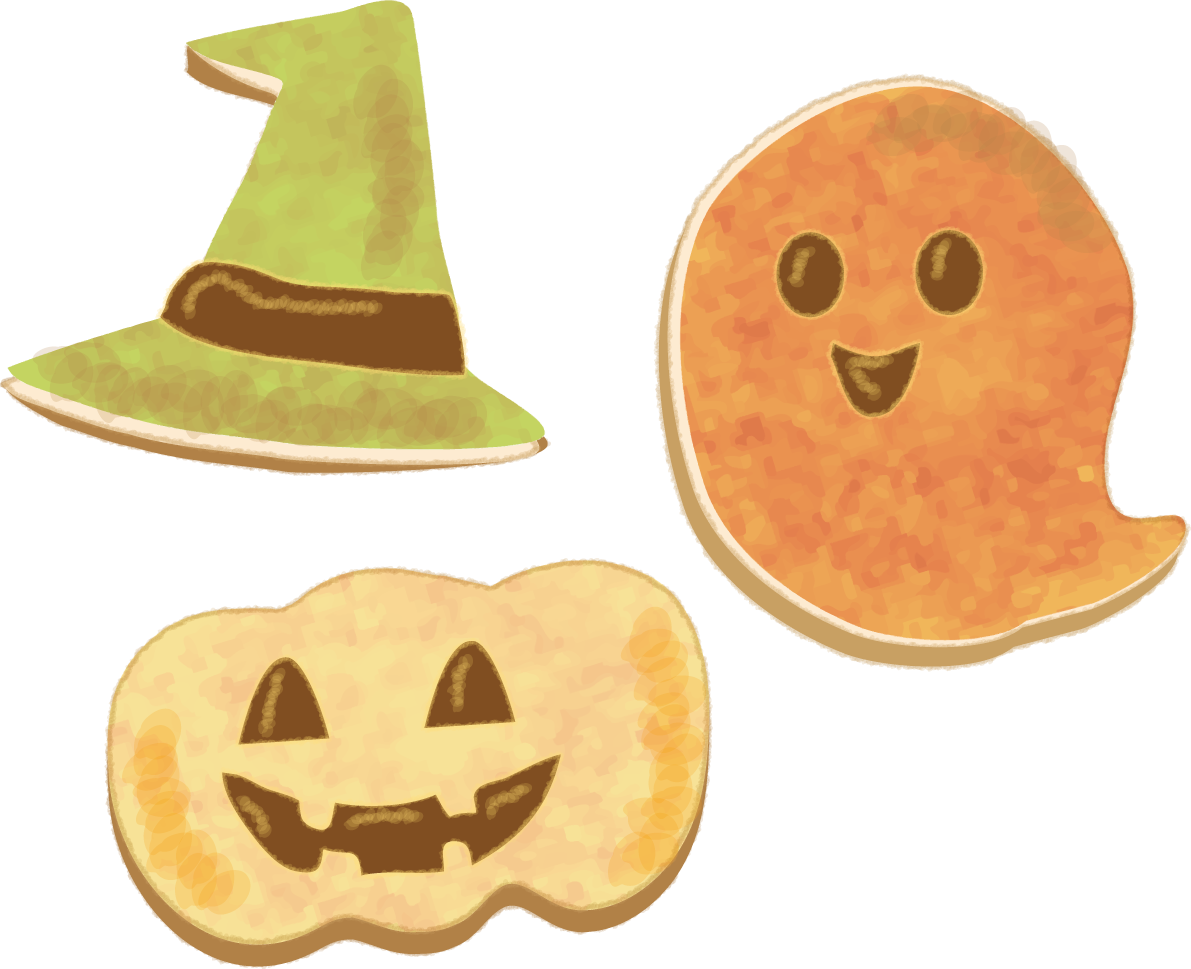 かわいいハロウィンお菓子(クッキー)無料イラスト55277に写真・文字を入れる