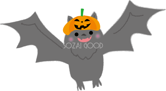 かわいいハロウィン帽子をかぶるこうもり無料イラスト 素材good