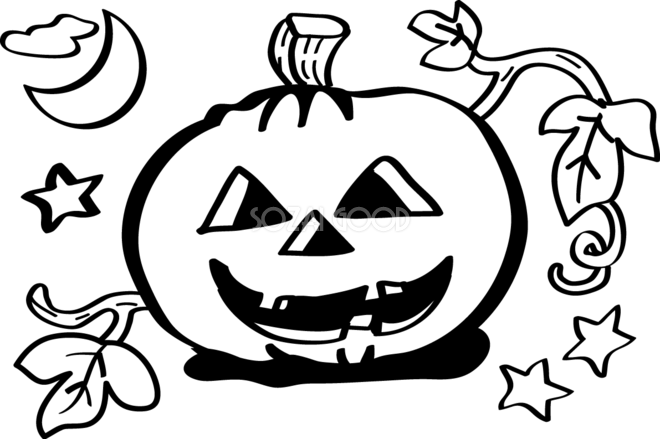 ぬりえに使えるハロウィン かぼちゃ 無料イラスト55321 素材good