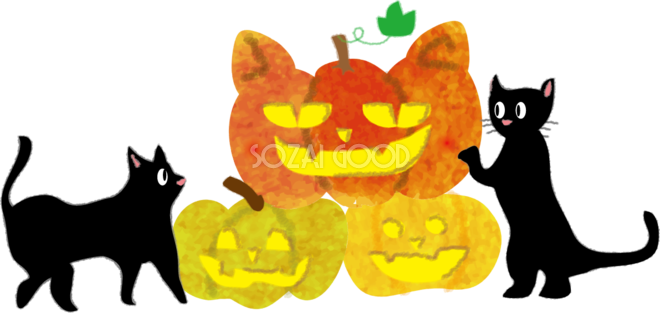 猫のかわいいハロウィン ねこ風ランタン 無料イラスト55329 素材good