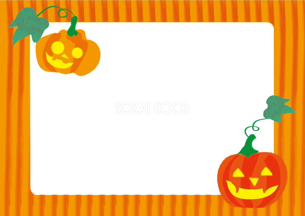 ハロウィン(ストライプ柄)フレーム枠無料イラスト55389