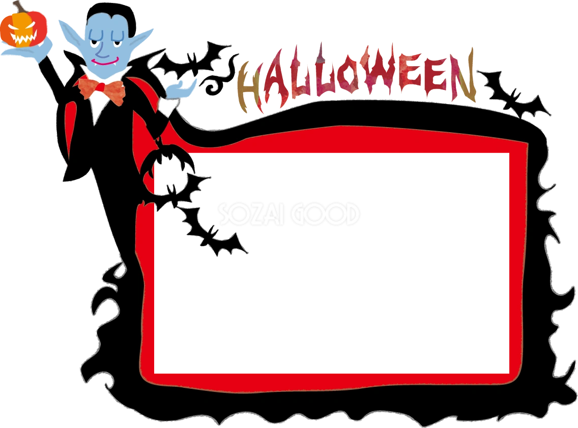 ハロウィン(ドラキュラ伯爵)フレーム枠無料イラスト55433