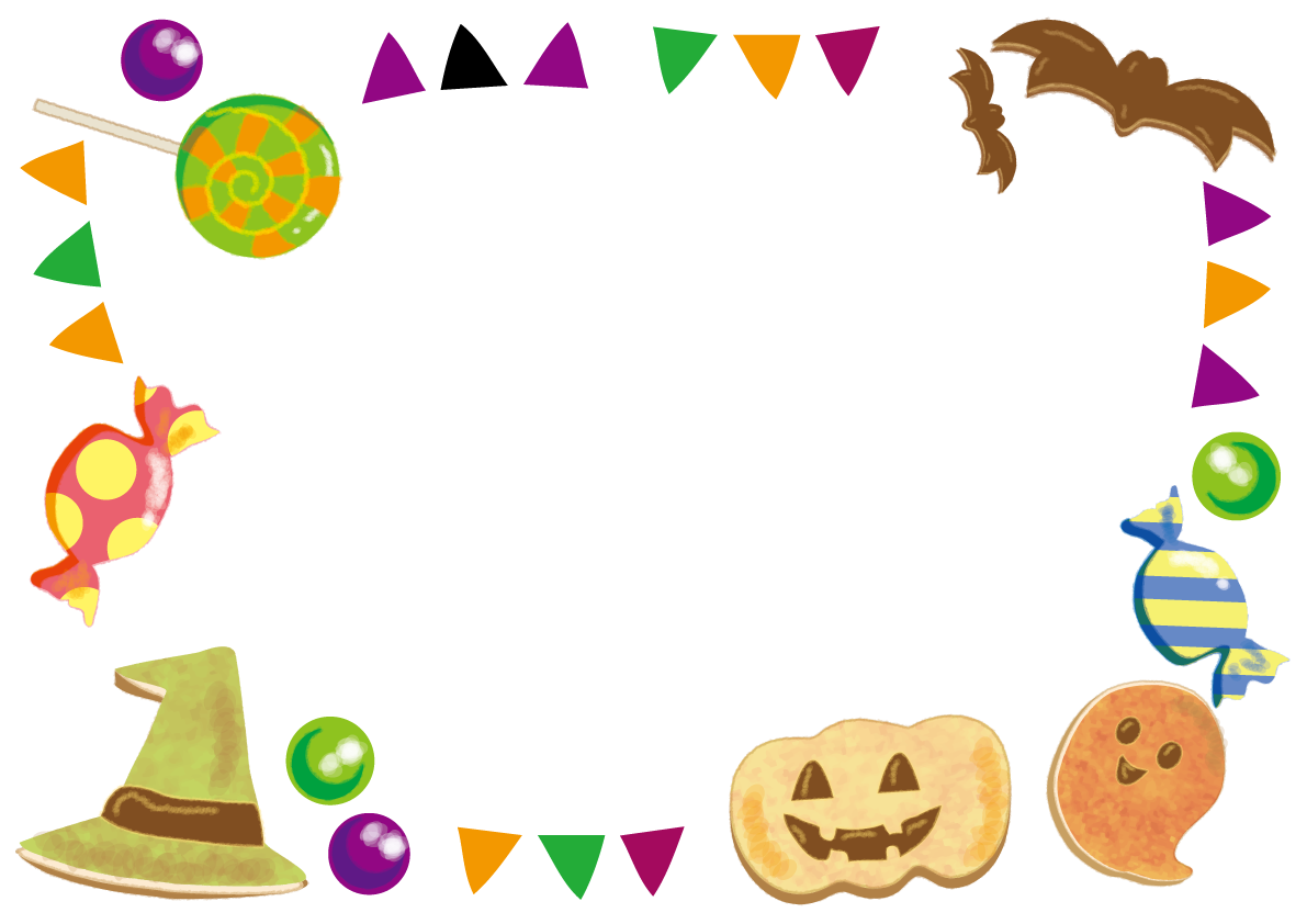 ハロウィン(カラフルお菓子)フレーム枠無料イラスト55457に写真・文字を入れる