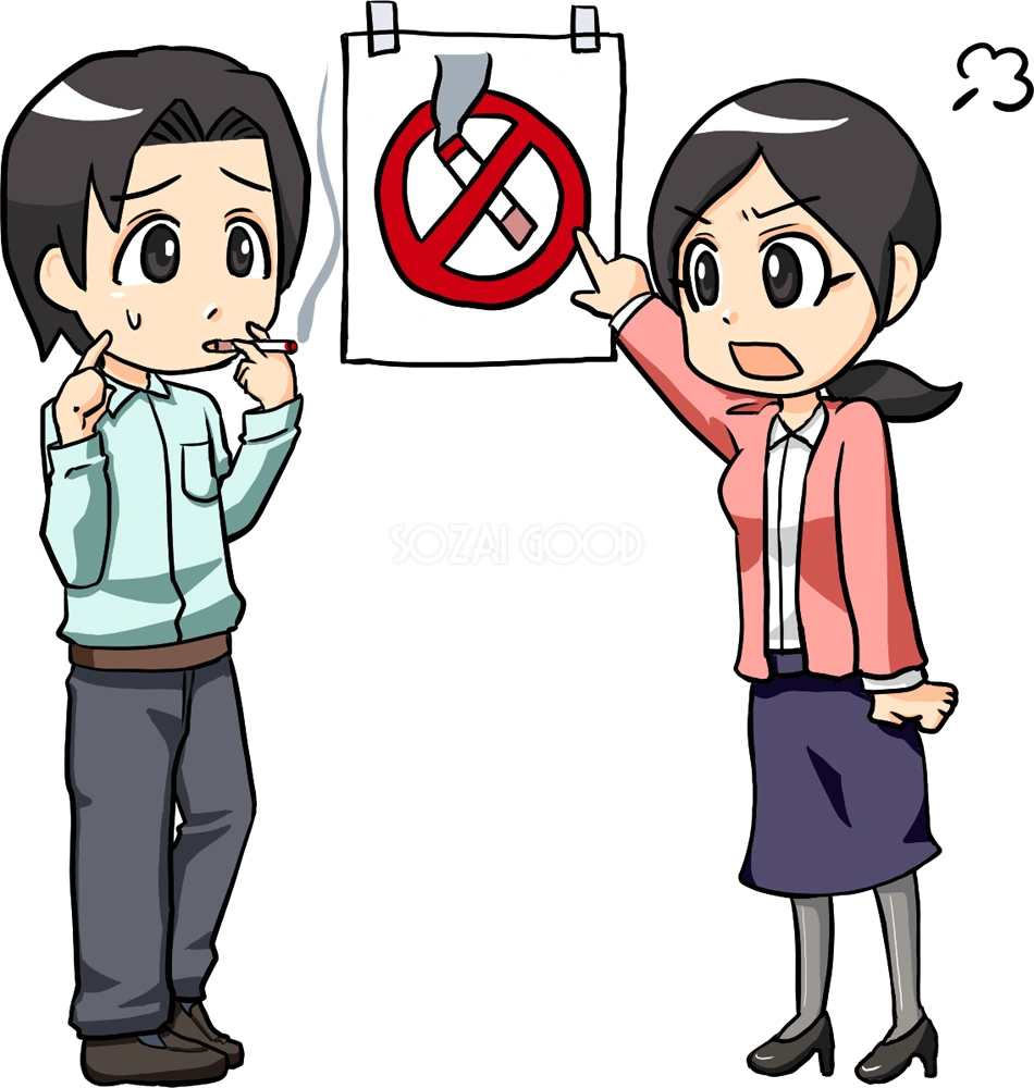 男性に女性が怒る禁煙-無料イラスト