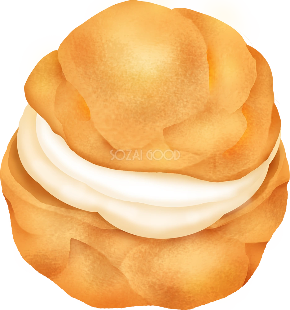 シュークリームのスイーツ(デザート) 食べ物 無料イラスト