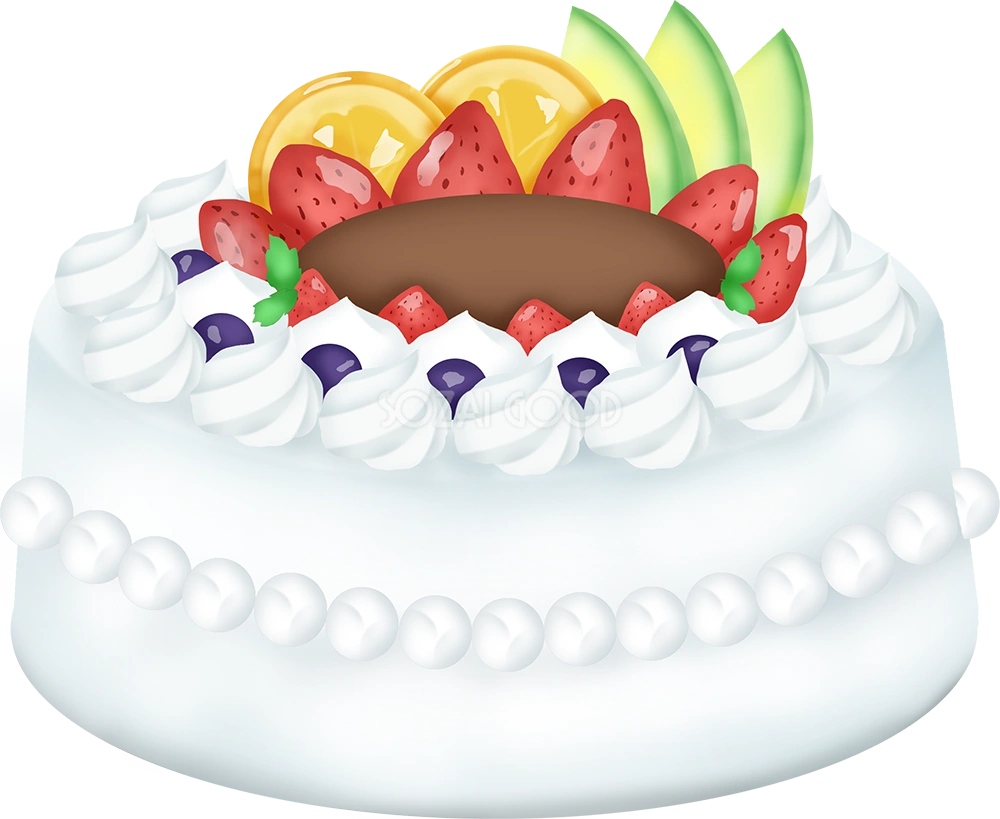 デコレーションケーキのスイーツ（デザート） 食べ物 無料イラスト