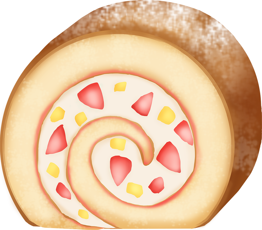 ロールケーキのスイーツ（デザート） 食べ物 無料イラストに写真・文字を入れる