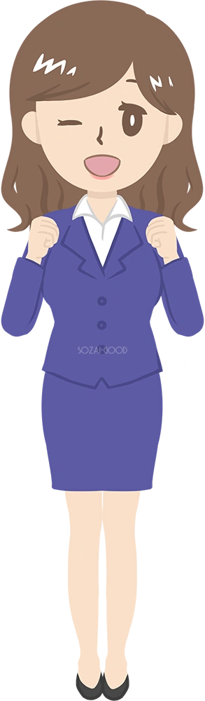 女性講師がガッツポーズする ビジネス 無料イラスト