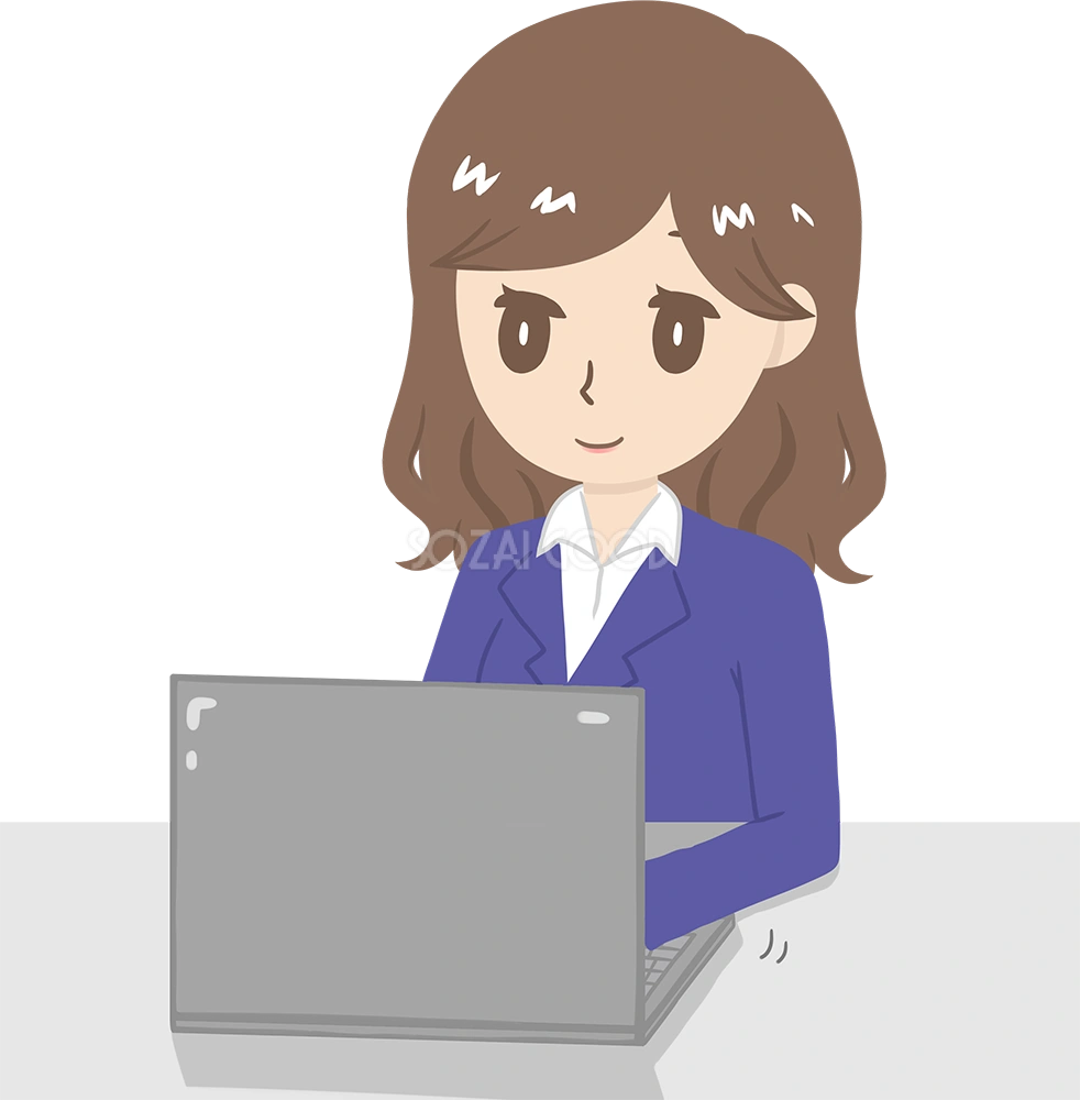 女性講師がノートパソコンを操作する ビジネス 無料イラスト