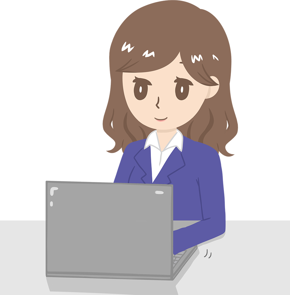 女性講師がノートパソコンを操作する ビジネス 無料イラストに写真・文字を入れる