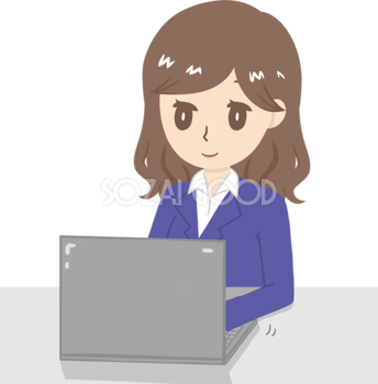 女性講師がノートパソコンを操作する ビジネス 無料イラスト