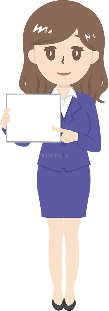 女性講師が空白の案内板を指差す ビジネス 無料イラスト