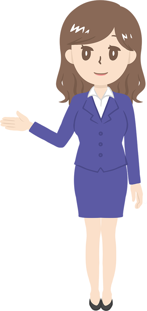 女性講師が手を差し出しご案内 ビジネス 無料イラストに写真・文字を入れる
