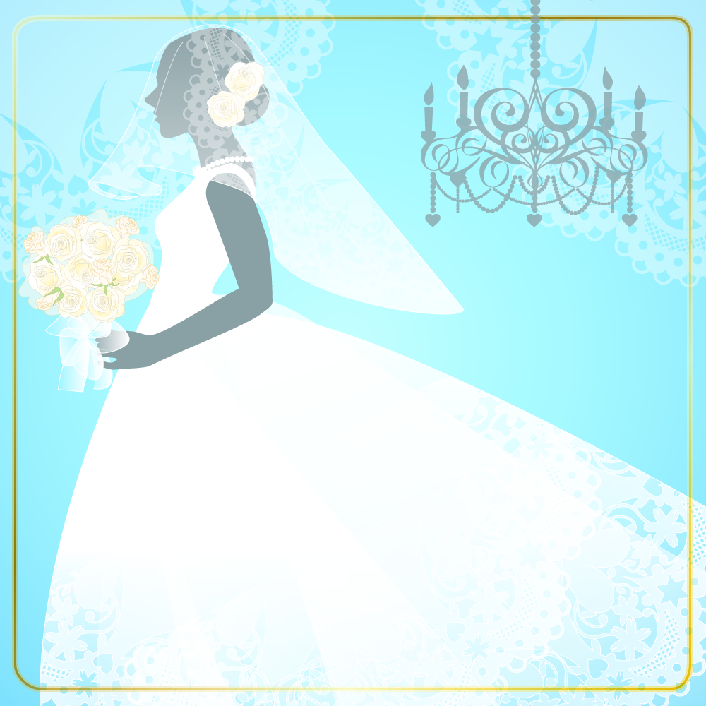 花嫁のウェディング 結婚-招待状の背景イラスト57240に写真・文字を入れる