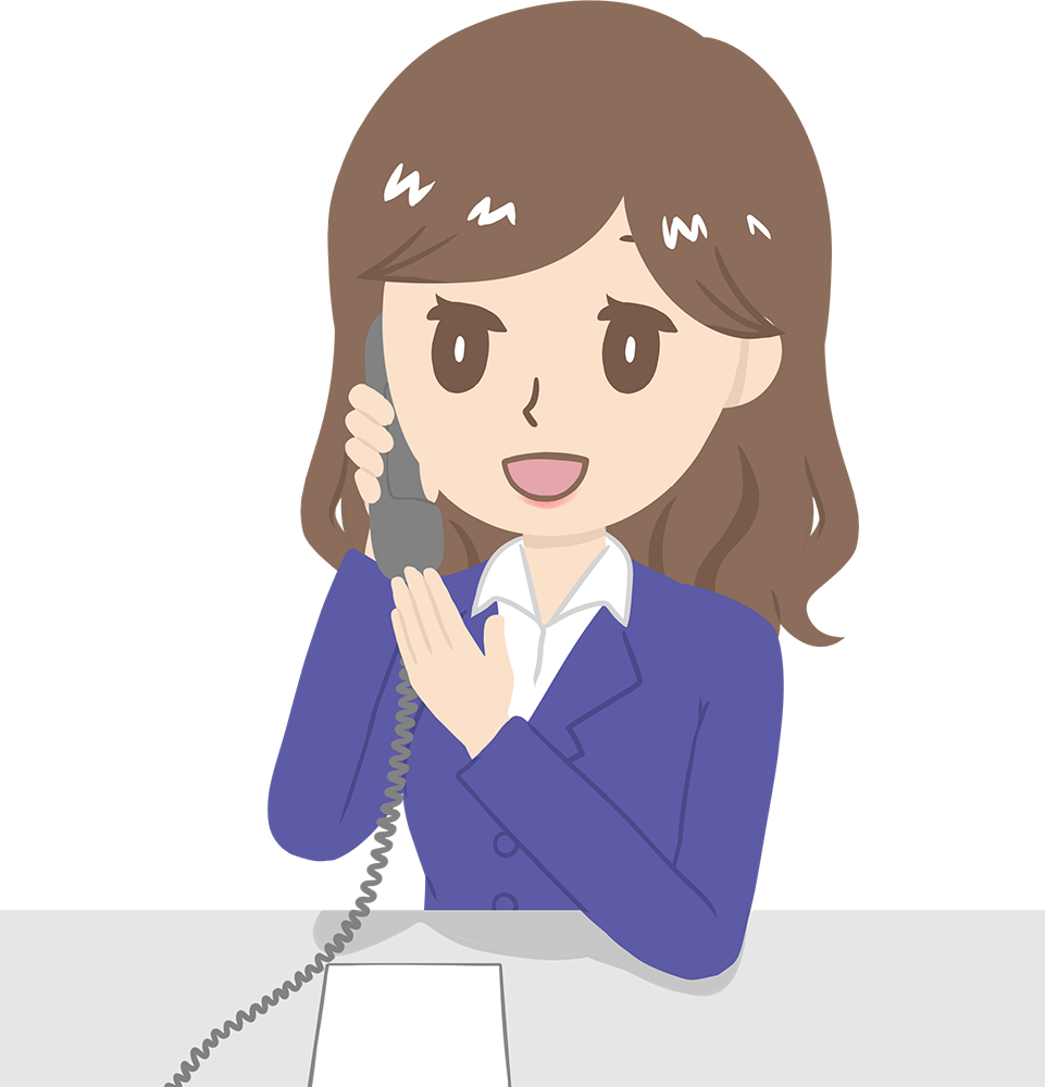 女性講師が電話でご案内 ビジネス 無料イラストに写真・文字を入れる