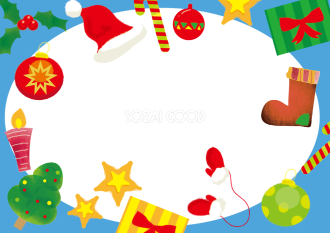 オーナメントで囲むクリスマスかわいいフレーム無料イラスト 素材good