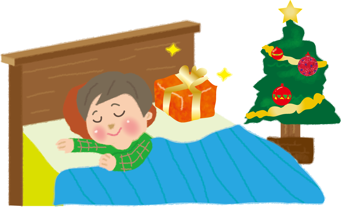 クリスマスかわいい枕元にプレゼント無料イラスト57706に写真・文字を入れる